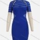 Wholesale Women's Cut Out Short Sleeve Crew Neck Button Decor Bodycon Short Sweater Dress Blue Clothing Wholesale Market Liuhua