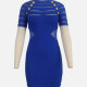 Women's Cut Out Short Sleeve Crew Neck Button Decor Bodycon Short Sweater Dress Blue Clothing Wholesale Market -LIUHUA