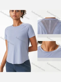 Wholesale Women's Sporty Crew Neck Short Sleeve Quick Dry Breathable Mesh T-shirt, LIUHUA CLOTHING WHOLESALE