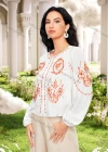 Wholesale Women's Casual Vintage Embroidery Round Neck Long Sleeve Blouse - Liuhuamall