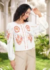 Wholesale Women's Casual Vintage Embroidery Round Neck Long Sleeve Blouse - Liuhuamall