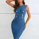 Women' s Plain Sleeveless Crew Neck Metal Decor Bodycon Short Dress T2971# Clothing Wholesale Market -LIUHUA