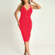Women's Plain Slim Fit Halter Slit Bodycon Midi Dress T107# Clothing Wholesale Market -LIUHUA