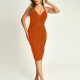 Women's Sexy Plain Slim Fit Halter Slit Bodycon Midi Dress T179# Clothing Wholesale Market -LIUHUA