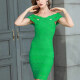 Women's Off Shoulder Cut Out Bodycon Short Cocktail Bandage Dress Green Clothing Wholesale Market -LIUHUA
