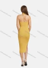 Wholesale Women's Sexy Cross Straps Chested Hollow Side Split Slim Ribbed Knit Halter Knee Length Dress 2153# - Liuhuamall