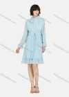 Wholesale Women's Casual Plain Mock Neck Long Sleeve Drawstring Ruched Ruffle Hem Short Dress - Liuhuamall