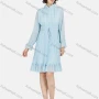 Wholesale Women's Casual Plain Mock Neck Long Sleeve Drawstring Ruched Ruffle Hem Short Dress preview
