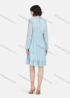 Wholesale Women's Casual Plain Mock Neck Long Sleeve Drawstring Ruched Ruffle Hem Short Dress - Liuhuamall