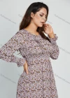 Wholesale Women's Casual Allover Floral Print Round Neck Shirred Button Front Maxi Dress - Liuhuamall