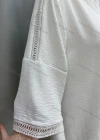 Wholesale Women's V Neck Shirred Guipure Lace Plain Casual Top - Liuhuamall