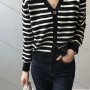 Wholesale Women's Casual Striped Long Sleeve Button Down Crop Cardigan 8114# preview
