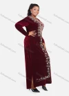 Wholesale Women's African Oversized Floral Modest Velvet Abaya Muslim Embroidery Long Sleeve Maxi Dress - Liuhuamall