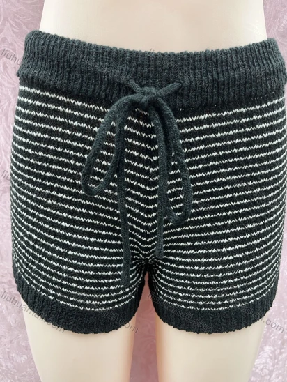 Wholesale Women's Drawstring Knit Striped Short