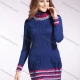 Wholesale Women's Multi-color Striped High Neck Pullover Sweater Blue Clothing Wholesale Market Liuhua