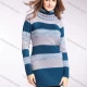 Wholesale Women's High Neck Colorblock Long Sleeve Mid Length Pullover Sweater Cerulean Clothing Wholesale Market Liuhua