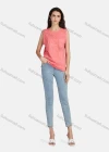 Wholesale Women's Casual Plain Crew Neck Patch Pockets Tank Top - Liuhuamall
