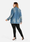 Wholesale Women's Plus Size Casual Collared Button Ripped Distressed Denim Jacket - Liuhuamall
