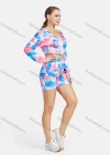 Wholesale Women's Tie Dye Long Sleeve Zipper Crop Hoodies Jackets & Shorts 2 Piece Sets - Liuhuamall
