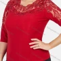 Wholesale Women's Plus Size 3/4 Sleeve Sheer Lace Embroidery Rhinestone Detail Blouse preview