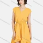 Wholesale Women's Casual Plain V Neck Ruffle Hem Wrap Dress preview