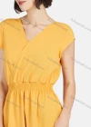 Wholesale Women's Casual Plain V Neck Ruffle Hem Wrap Dress - Liuhuamall