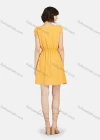 Wholesale Women's Casual Plain V Neck Ruffle Hem Wrap Dress - Liuhuamall