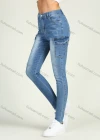 Wholesale Women's High Waist Washed Stretch Flap Pocket Raw Hem Skinny Jeans - Liuhuamall