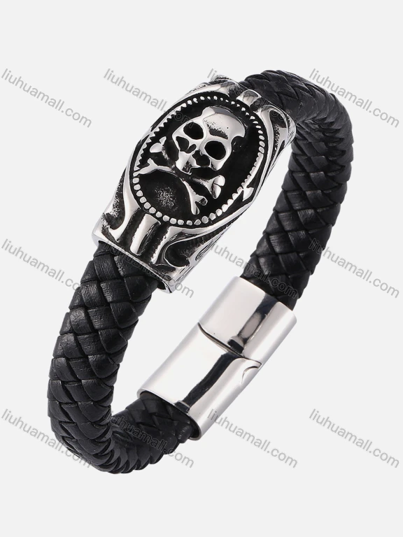 Wholesale Genuine Leather Stainless Steel Magnetic Buckle Bracelet SP0272#