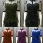 Wholesale Women's Casual Ruched Pin Dot Splicing Plain Collared Button Down Blouse FR2044# preview