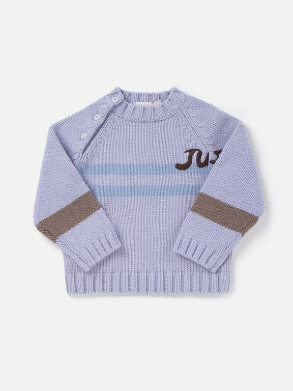 Baby's Long Sleeve Letter Striped Button Side Pullover Sweater, Clothing Wholesale Market -LIUHUA, KIDS-BABY, Infant-Toddlers-Clothing