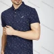 Wholesale Men's Casual Allover Print Short Sleeve Split Side Polo Shirt LF003# Blue Clothing Wholesale Market Liuhua