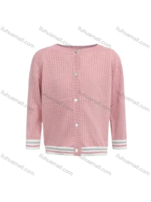 Wholesale Girls Long Sleeve Round Neck Button Front Plain Sweater Cardigan, LIUHUA CLOTHING WHOLESALE