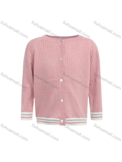 Wholesale Girls Long Sleeve Round Neck Button Front Plain Sweater Cardigan