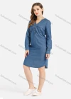 Wholesale Women's Casual V Neck Long Sleeve Flap Pockets Button Front Denim Dress - Liuhuamall