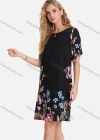 Wholesale Women's Casual Floral Print Round-Neck Half Sleeve Buckle Strap Cuff Short Dress FL8069# - Liuhuamall