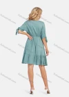 Wholesale Women's Elegant Wrap V Neck A-Line Ruffle Hem Empire Waist Plain Short Dress - Liuhuamall