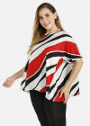 Wholesale Women's Plus Size Irregular Striped Print Round Neck Baggy T-Shirt - Liuhuamall