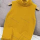 Wholesale Women's Casual Turtleneck Plain Knit Frayed Raw Hem Sleeveless Sweater Vest 666# Yellow Clothing Wholesale Market Liuhua