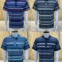 Wholesale Men's Casual Short Sleeve Striped Button Front Polo Shirts preview