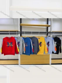 Wholesale Boys Round Neck Gradient Stripes Sleeves Letter Print Sweatshirt, LIUHUA CLOTHING WHOLESALE