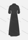 Wholesale Women's Collared Puff Sleeve Buttons Fake Pockets Plain Maxi Shirt Dress - Liuhuamall