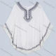 Wholesale Women's Boho Notched Neck Embroidery Poncho 8603# White Clothing Wholesale Market Liuhua