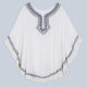 Women's Vintage Notched Neck Embroidered Oversized Poncho White Clothing Wholesale Market -LIUHUA