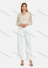 Wholesale Women's Turn-down Collar Shirt Sleeve Polka Dot Shirred Ruffle Hem Crop Blouse - Liuhuamall