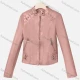 Wholesale Women's Casual Stand Collar Long Sleeve Zipper Plain Leather Crop Biker Jacket Pink Clothing Wholesale Market Liuhua