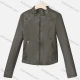 Wholesale Women's Casual Stand Collar Long Sleeve Zipper Plain Leather Crop Biker Jacket Army Green Clothing Wholesale Market Liuhua