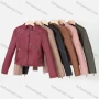 Wholesale Women's Casual Stand Collar Long Sleeve Zipper Plain Leather Crop Biker Jacket preview