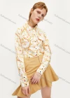 Wholesale Women's Vintage Long Sleeve Double Flap Pockets Chain Print Crop Shirt 727235# - Liuhuamall