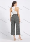 Wholesale Women's Casual Straight Loose Fit Allover Print Cropped Wide leg Pant With Belt - Liuhuamall